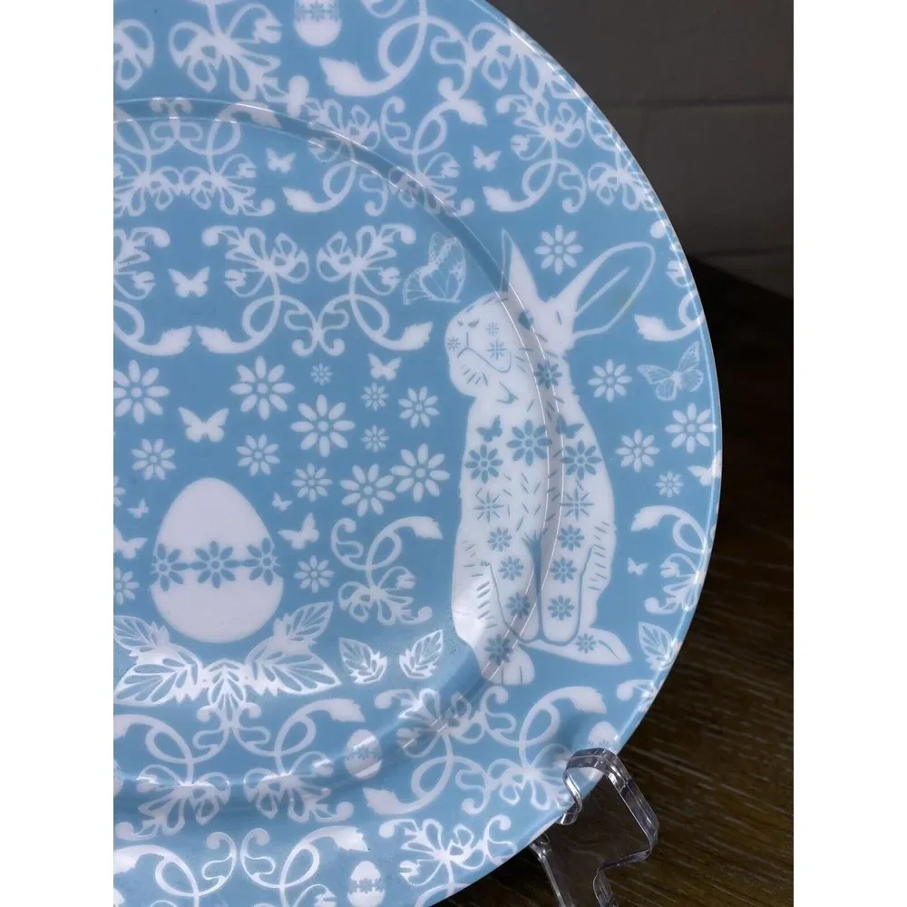 Sur la‎ Table Easter Collection Blue Bunny Rabbit Salad Bread Plate Decor Egg